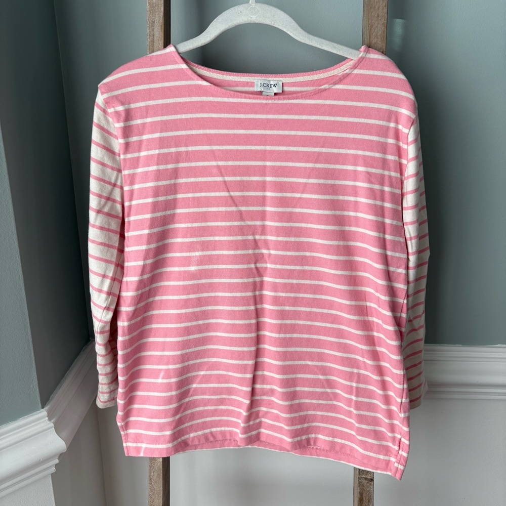 J. Crew Factory Mixed Stripe Long Sleeve Tee in Pink Combo Sz Small - 1749